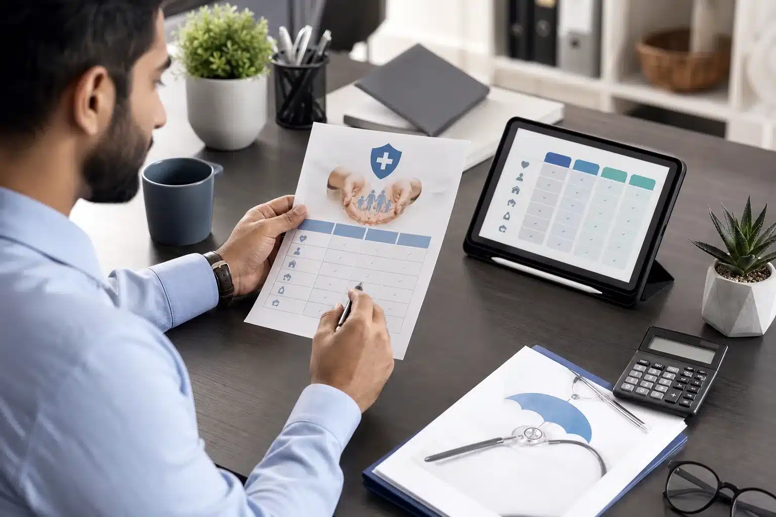 Comparaison de mutuelles santé avec documents et calculatrices professionnelles