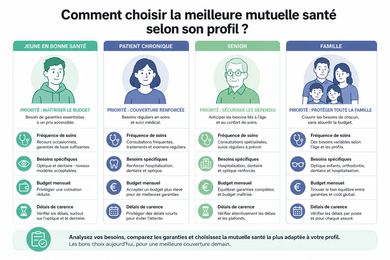 Mutuelle santé en 2026 : comment choisir la bonne couverture sans vous perdre dans les garanties ? , Comment choisir la meilleure mutuelle santé selon son profil ?