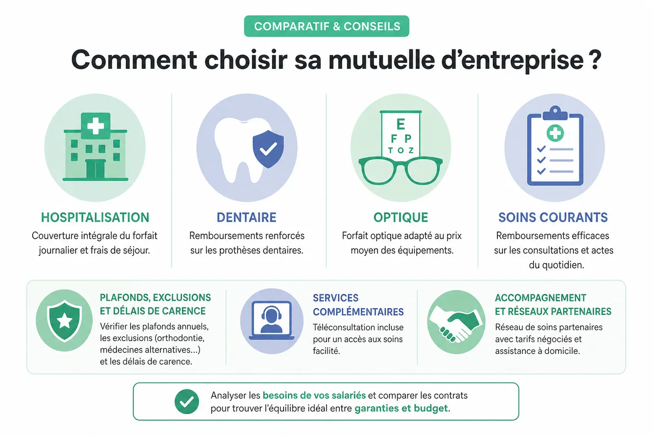 Mutuelle d’entreprise obligatoire : droits des salariés, coût réel et options à ne pas négliger , Comparatif et conseils : comment choisir sa mutuelle d’entreprise ?