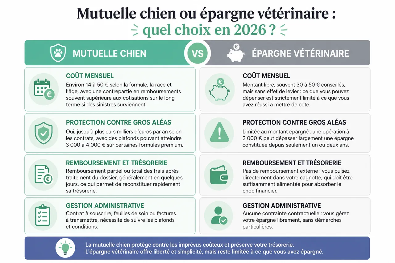 Mutuelle pour chien ou simple épargne vétérinaire: que choisir quand les frais s’enchaînent? , Mutuelle chien ou épargne vétérinaire: quel choix en 2026?
