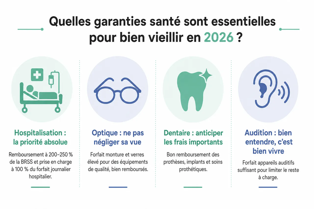 Quelles garanties santé privilégier après 60 ans pour un vieillissement serein? , Quelles garanties santé sont essentielles pour bien vieillir en 2026?
