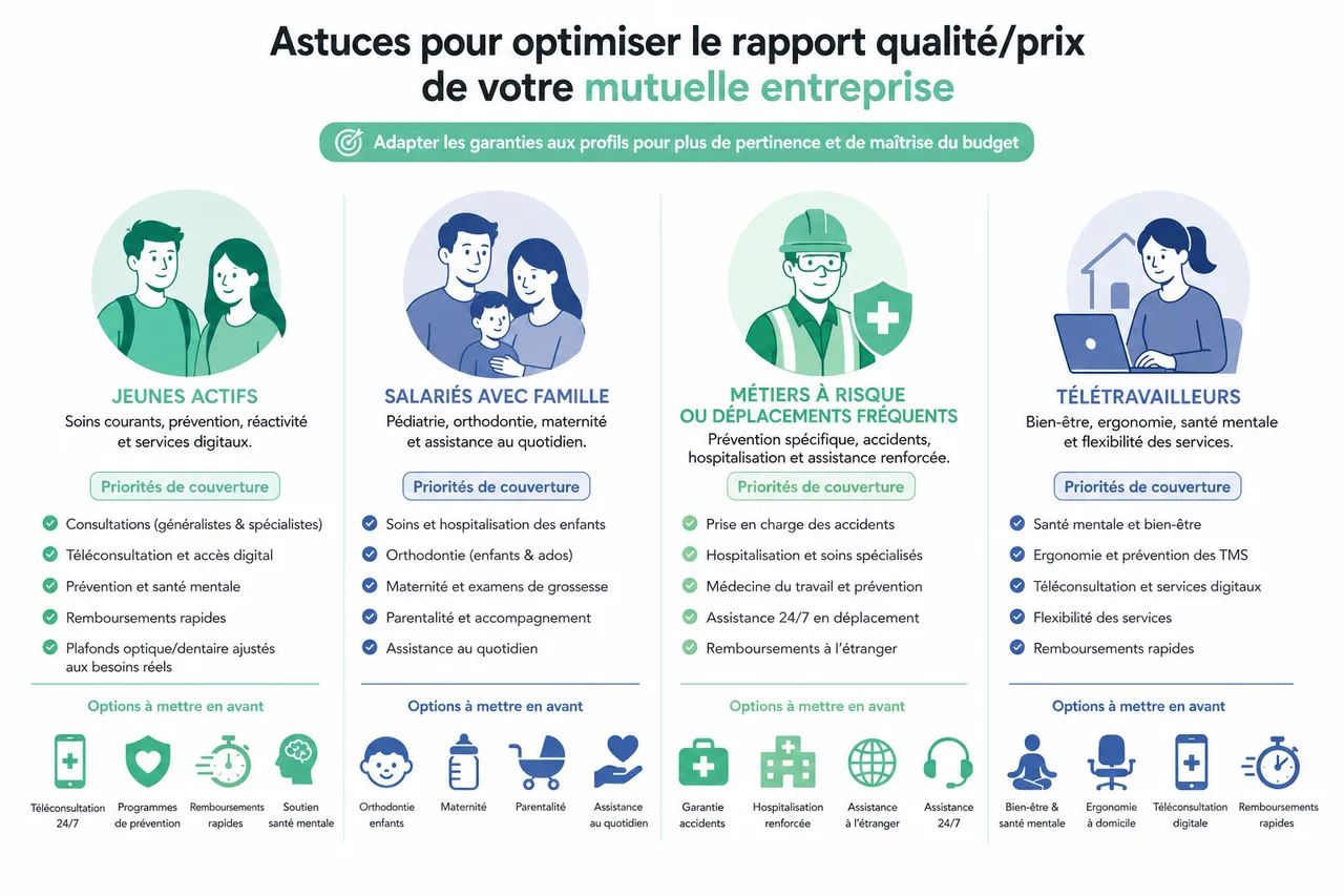 Comment trouver la meilleure mutuelle d’entreprise pour vos salariés sans exploser votre budget? , Astuces pour optimiser le rapport qualité/prix de votre mutuelle entreprise