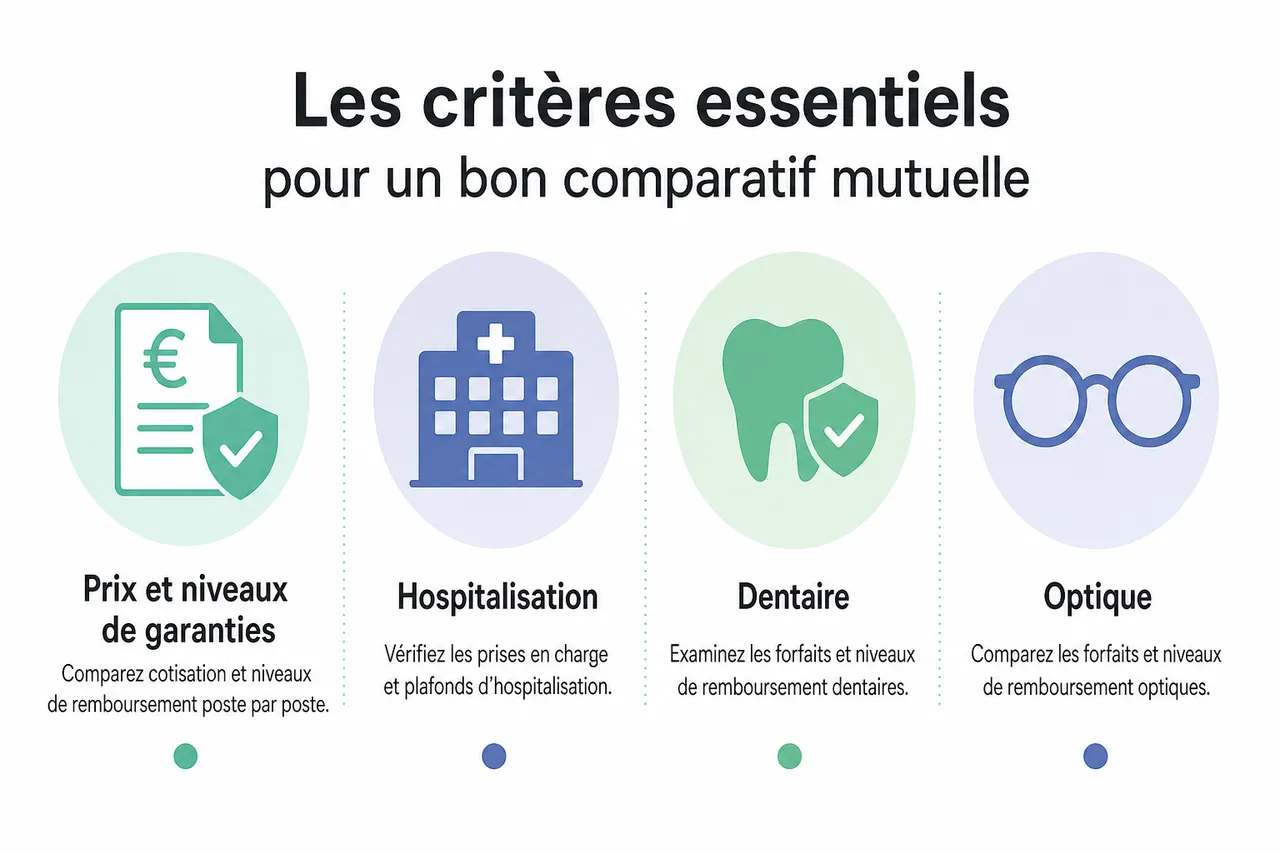 Comparatif de mutuelles santé en 2026: 5 critères clés pour comparer les offres efficacement , Les critères essentiels pour un bon comparatif mutuelle