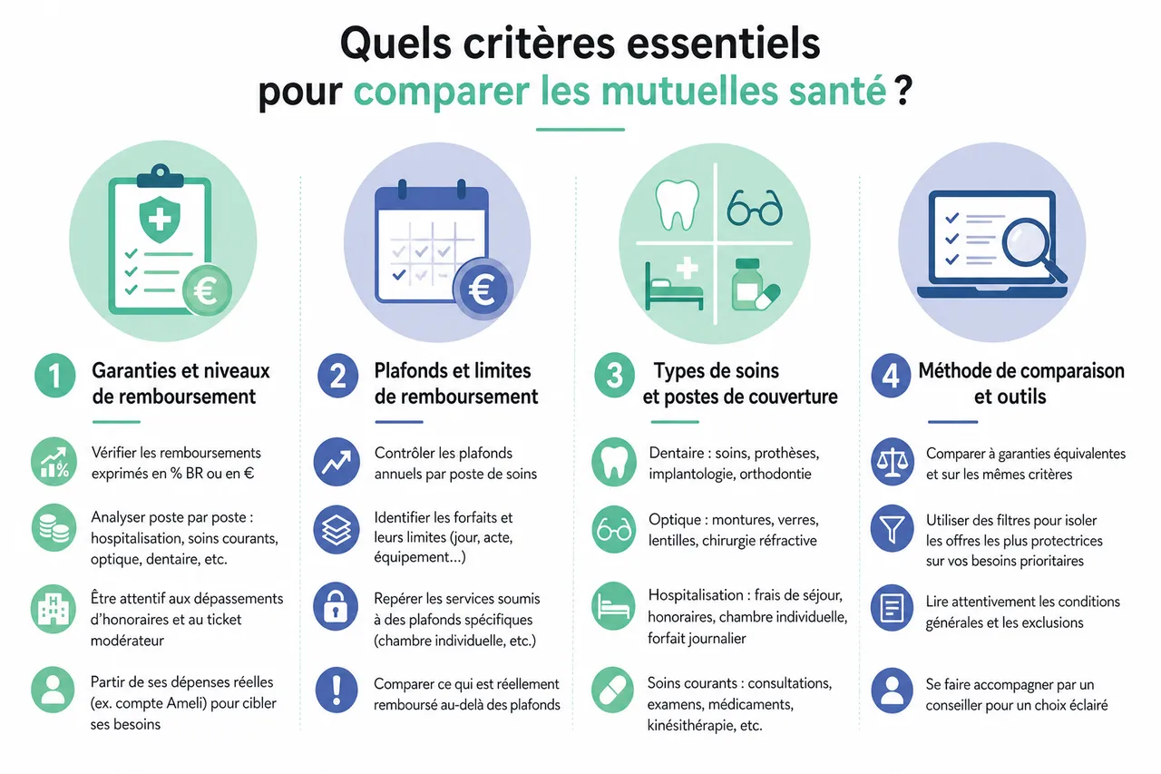 Comparaison de mutuelles santé, les erreurs fréquentes à éviter quand vous analysez les devis , Quels critères essentiels pour comparer les mutuelles santé?