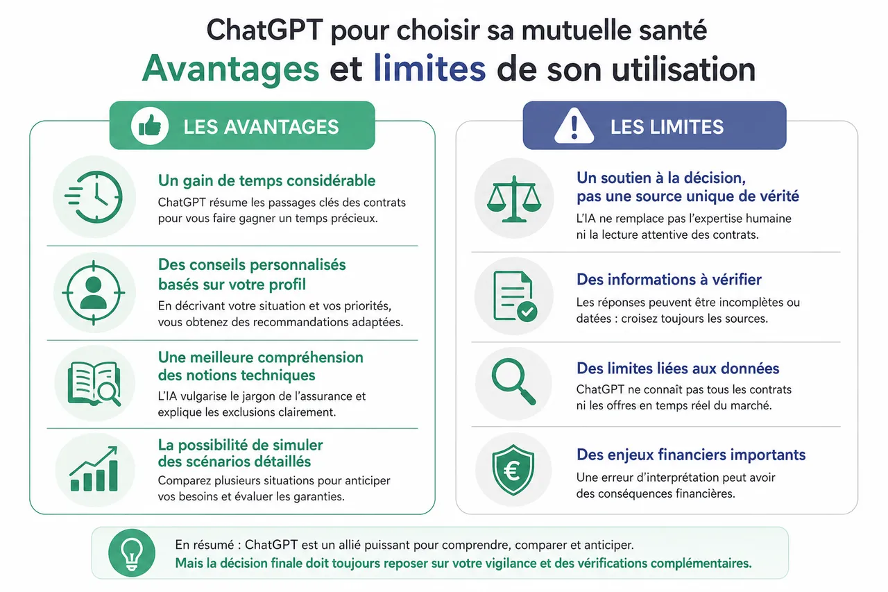 ChatGPT pour choisir sa mutuelle santé: guide pratique et conseils , Avantages et limites de l’utilisation de ChatGPT pour choisir une mutuelle santé