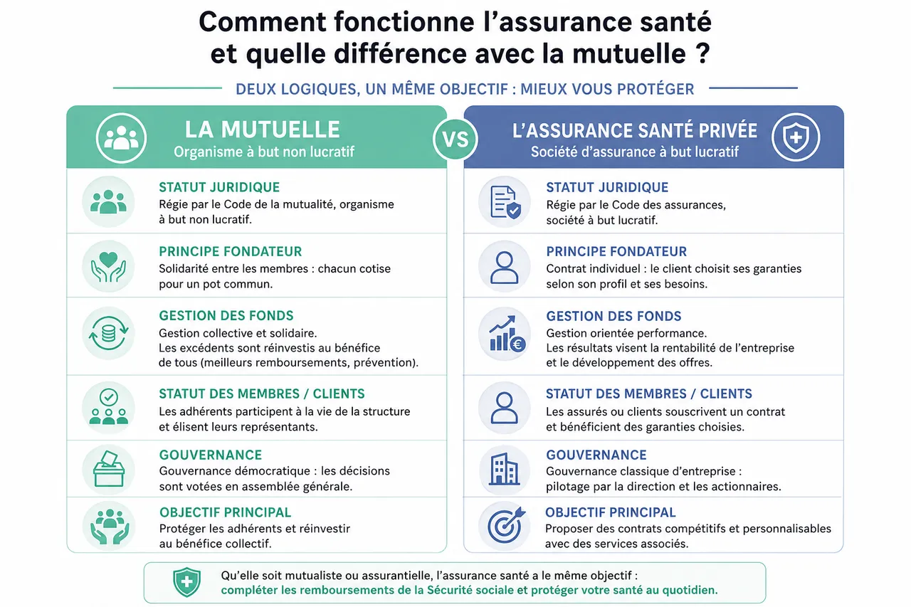 Assurance santé ou mutuelle, quelles différences et comment bâtir une bonne protection? , Comment fonctionne l’assurance santé et quelle différence avec la mutuelle?