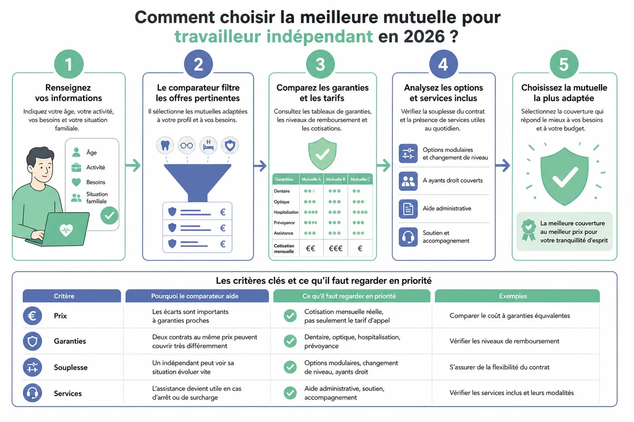 Mutuelle pour travailleur indépendant, comment se couvrir correctement quand on n’a pas de mutuelle d’entreprise? , Comment choisir la meilleure mutuelle pour travailleur indépendant en 2026?