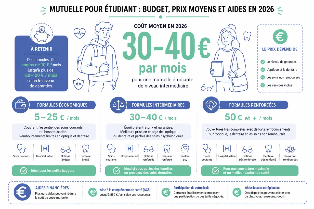 Mutuelle pour étudiant, en avez-vous vraiment besoin et comment trouver une offre pas chère? , Budget, prix moyens et aides financières pour les étudiants en 2026