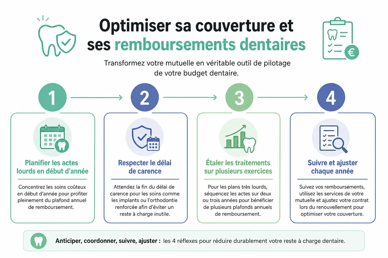 Mutuelle dentaire, 5 points clés à vérifier avant un gros soin (implants, prothèses, orthodontie) , Optimiser sa couverture et ses remboursements dentaires
