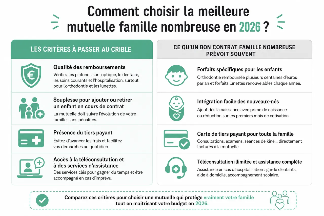 Mutuelle famille nombreuse: 7 astuces pour réduire vos cotisations en 2026 , Comment choisir la meilleure mutuelle famille nombreuse en 2026?