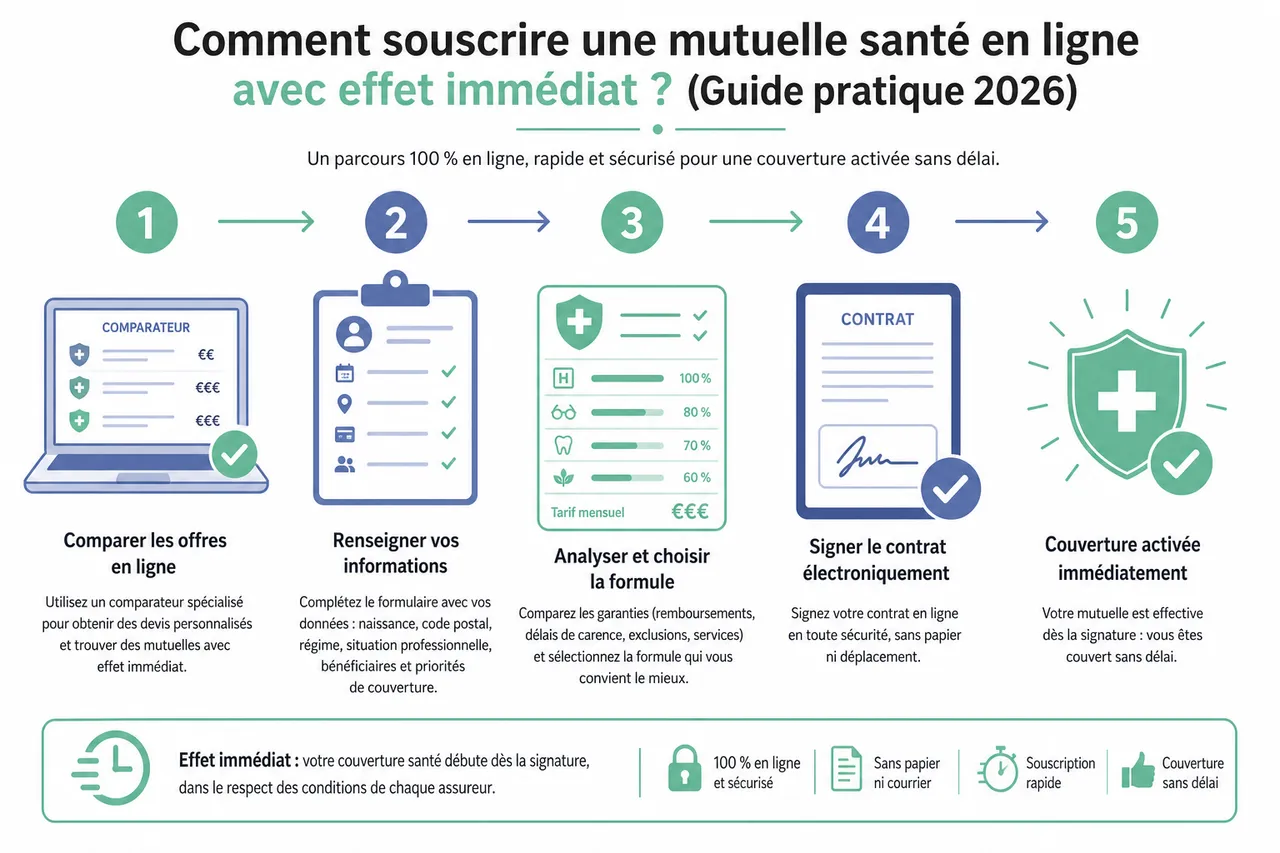 Comment obtenir une mutuelle santé avec effet immédiat? , Comment souscrire une mutuelle santé en ligne avec effet immédiat? (Guide pratique 2026)