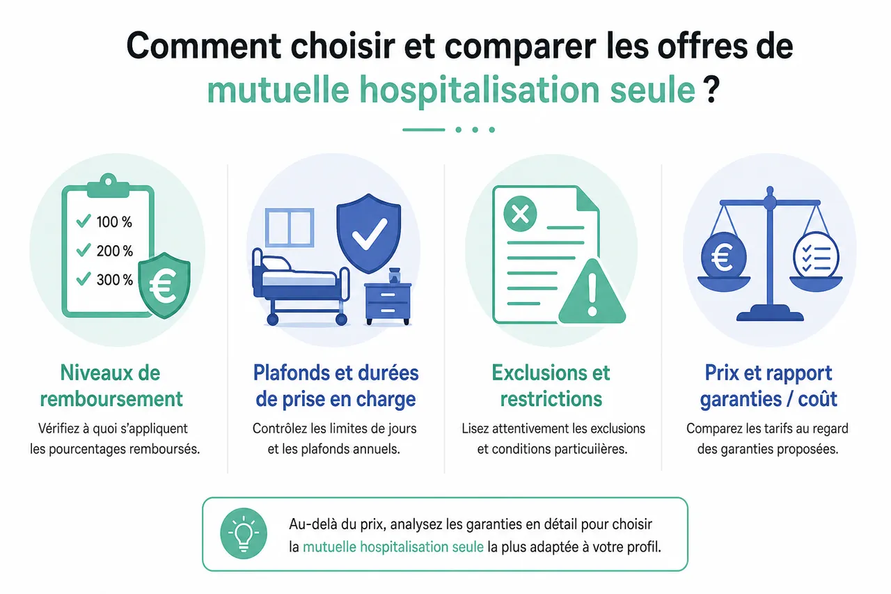 Mutuelle hospitalisation seule pour adulte actif, dans quels cas cette option est-elle vraiment intéressante? , Comment choisir et comparer les offres de mutuelle hospitalisation seule?