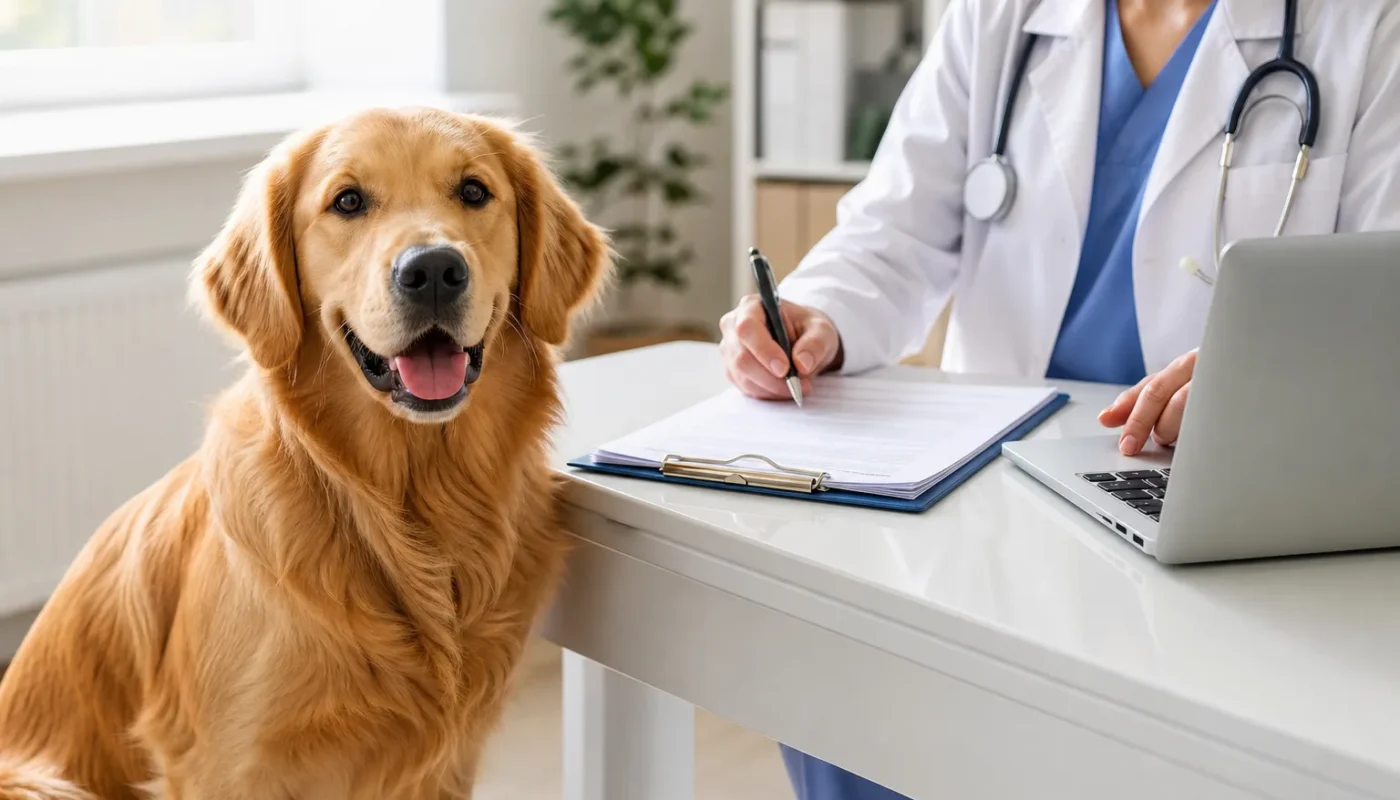 Chien avec contrat d'assurance et documents de protection animale