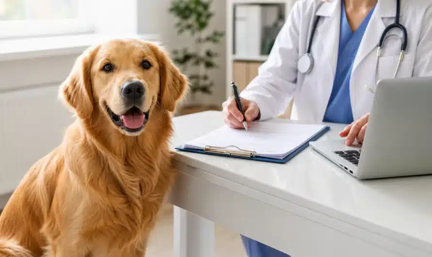 Chien avec contrat d'assurance et documents de protection animale