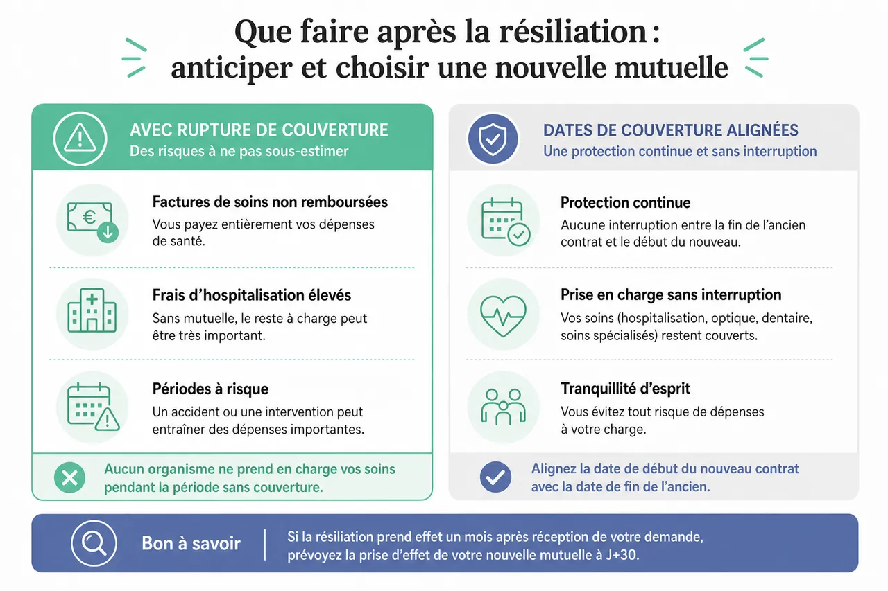 Résilier sa mutuelle sans erreur avec les étapes, les délais et les pièges fréquents à éviter , Que faire après la résiliation: anticiper et choisir une nouvelle mutuelle