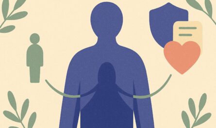 Illustration d'un courtier en assurance santé mettant en relation un assuré et plusieurs offres de mutuelle