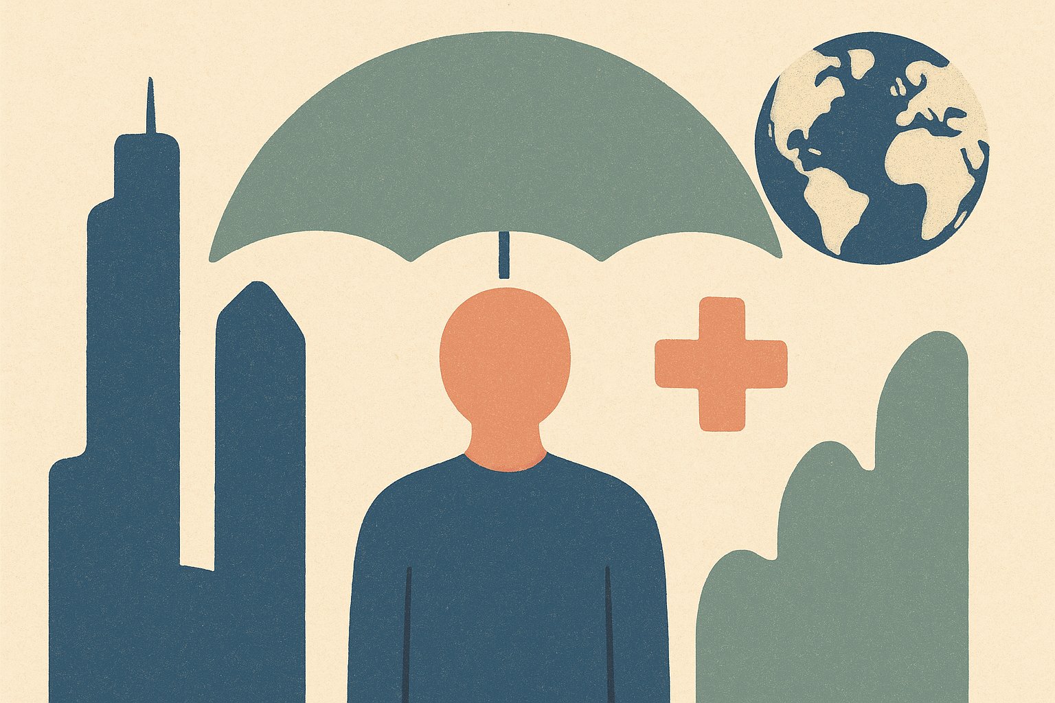 Illustration d un etudiant protege par une assurance sante privee hors Union europeenne