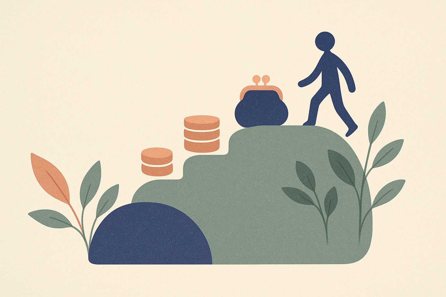 Le budget d'une mutuelle senior augmente progressivement avec l'âge, illustration de pièces et porte-monnaie