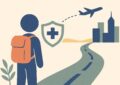 Voyageur protege par une assurance sante pour un voyage aux Etats-Unis, illustration