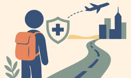 Voyageur protege par une assurance sante pour un voyage aux Etats-Unis, illustration