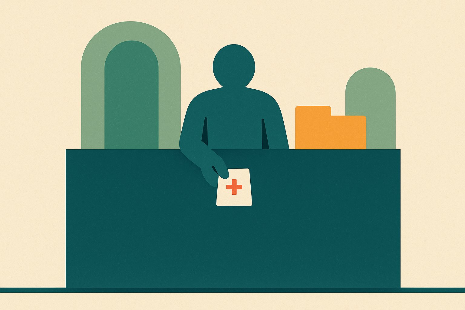 Illustration : un guichet de gestion tend un document, deux portes fermées derrière, symbole du gestionnaire qui n'est pas le décideur