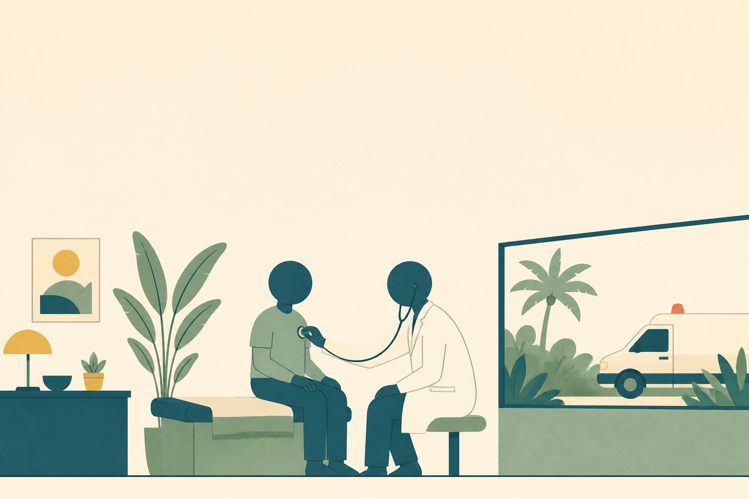 Illustration d'une consultation dans une clinique privée en Indonésie